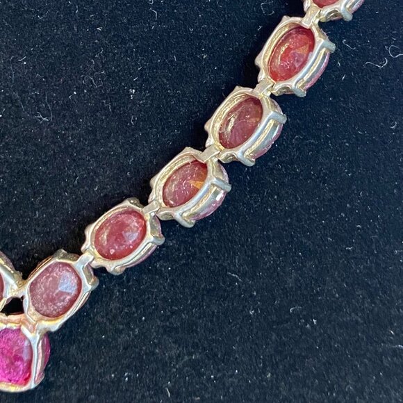 18” Necklace Gold over Sterling Silver 925 with Rubies Jewelry - Picture 11 of 14